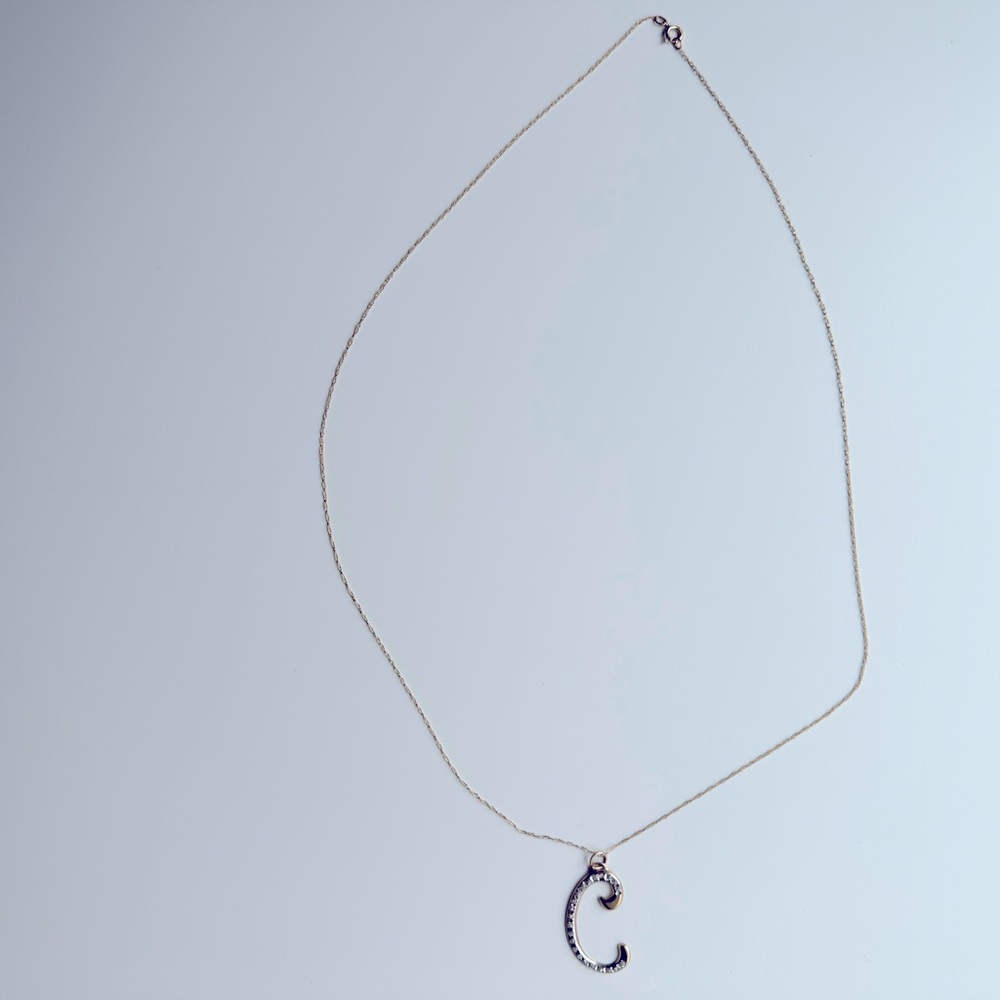 Alphabet Cursive/Script Gold Letter C Necklace - image 2